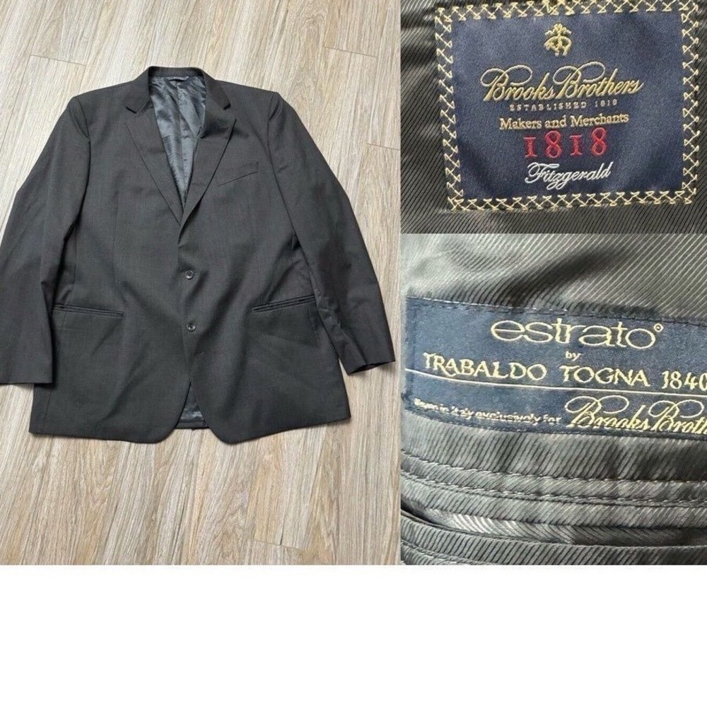 Brooks Brothers 1818 Fitzgerald Blazer Men's 50XL Charcoal Grey Wool Suit Jacket